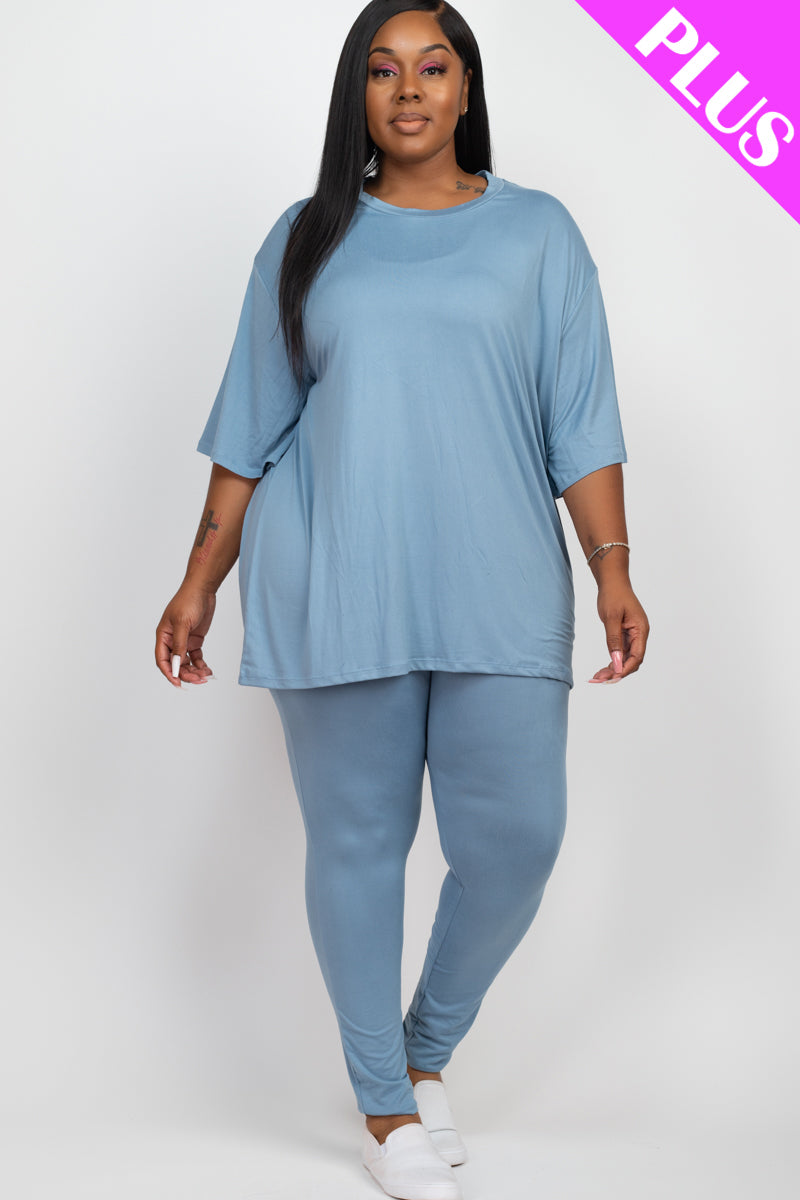 Plus Size Oversized T-shirt & Leggings Set - Capella Apparel