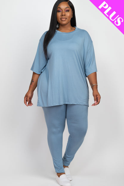 Plus Size Oversized T-shirt & Leggings Set - Capella Apparel