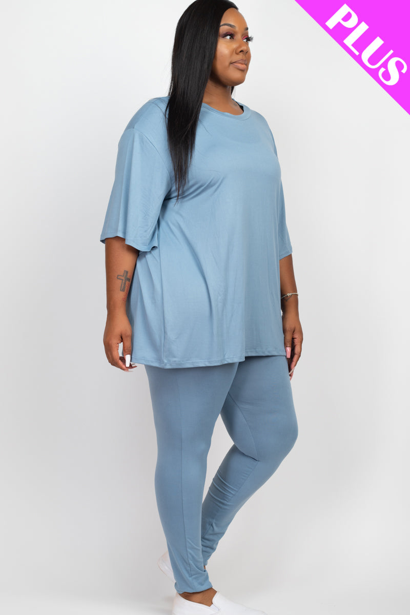 Plus Size Oversized T-shirt & Leggings Set - Capella Apparel