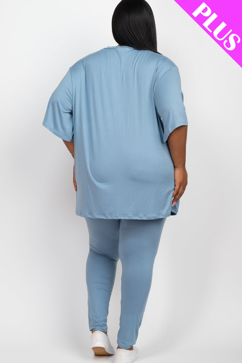 Plus Size Oversized T-shirt & Leggings Set - Capella Apparel