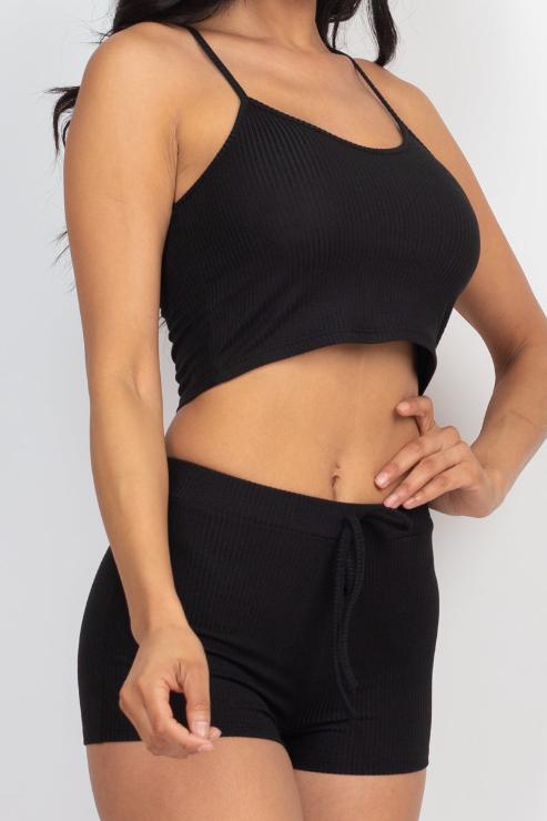 Ribbed Crop Cami Top & Shorts Set - Capella Apparel