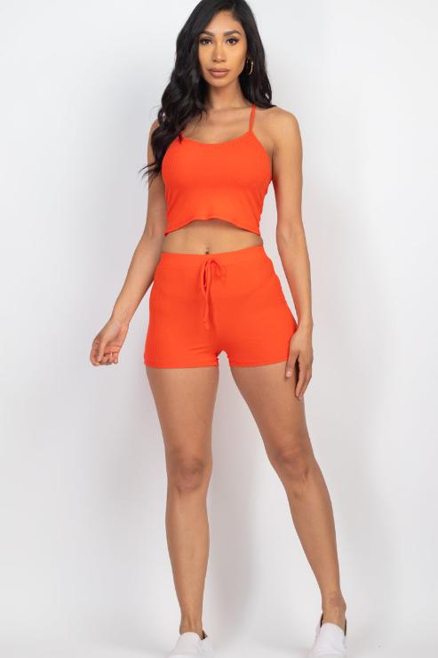 Ribbed Crop Cami Top & Shorts Set - Capella Apparel