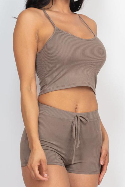 Ribbed Crop Cami Top & Shorts Set - Capella Apparel