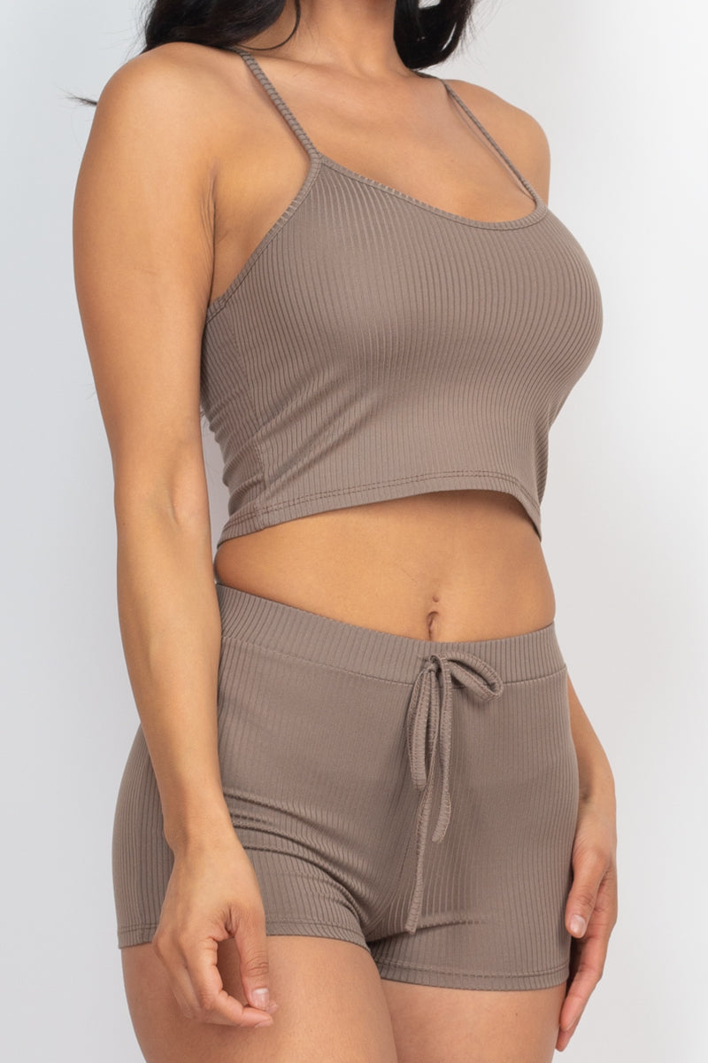 Ribbed Crop Cami Top & Shorts Set (CAPELLA) - Capella Apparel