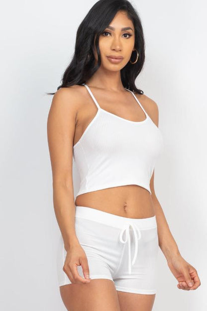 Ribbed Crop Cami Top & Shorts Set - Capella Apparel