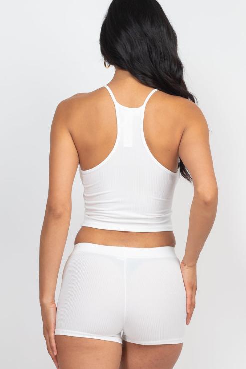 Ribbed Crop Cami Top & Shorts Set - Capella Apparel