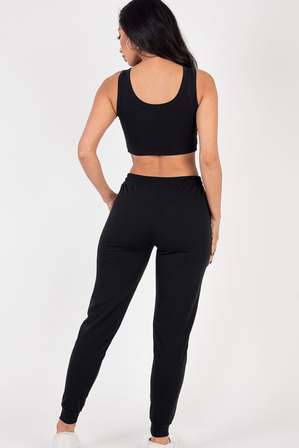 French Terry Cropped Tank Top & Joggers Set - Capella Apparel