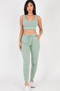 French Terry Cropped Tank Top & Joggers Set - Capella Apparel