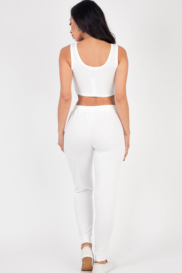 French Terry Cropped Tank Top & Joggers Set - Capella Apparel