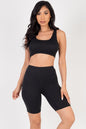 Solid Color Crop Tank Top & Biker Shorts Active Set - Capella Apparel