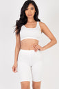 Solid Color Crop Tank Top & Biker Shorts Active Set - Capella Apparel