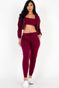 French Terry Cropped Cami with Zip-up Jacket and Joggers Set (CAPELLA) - Capella Apparel