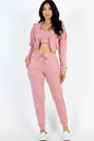 French Terry Cropped Cami with Zip-up Jacket and Joggers Set (CAPELLA) - Capella Apparel