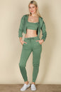 French Terry Cropped Cami with Zip-up Jacket and Joggers Set (CAPELLA) - Capella Apparel