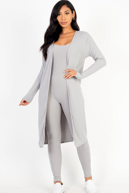 Ribbed Cardigan & Jumpsuit Set (CAPELLA) - Capella Apparel