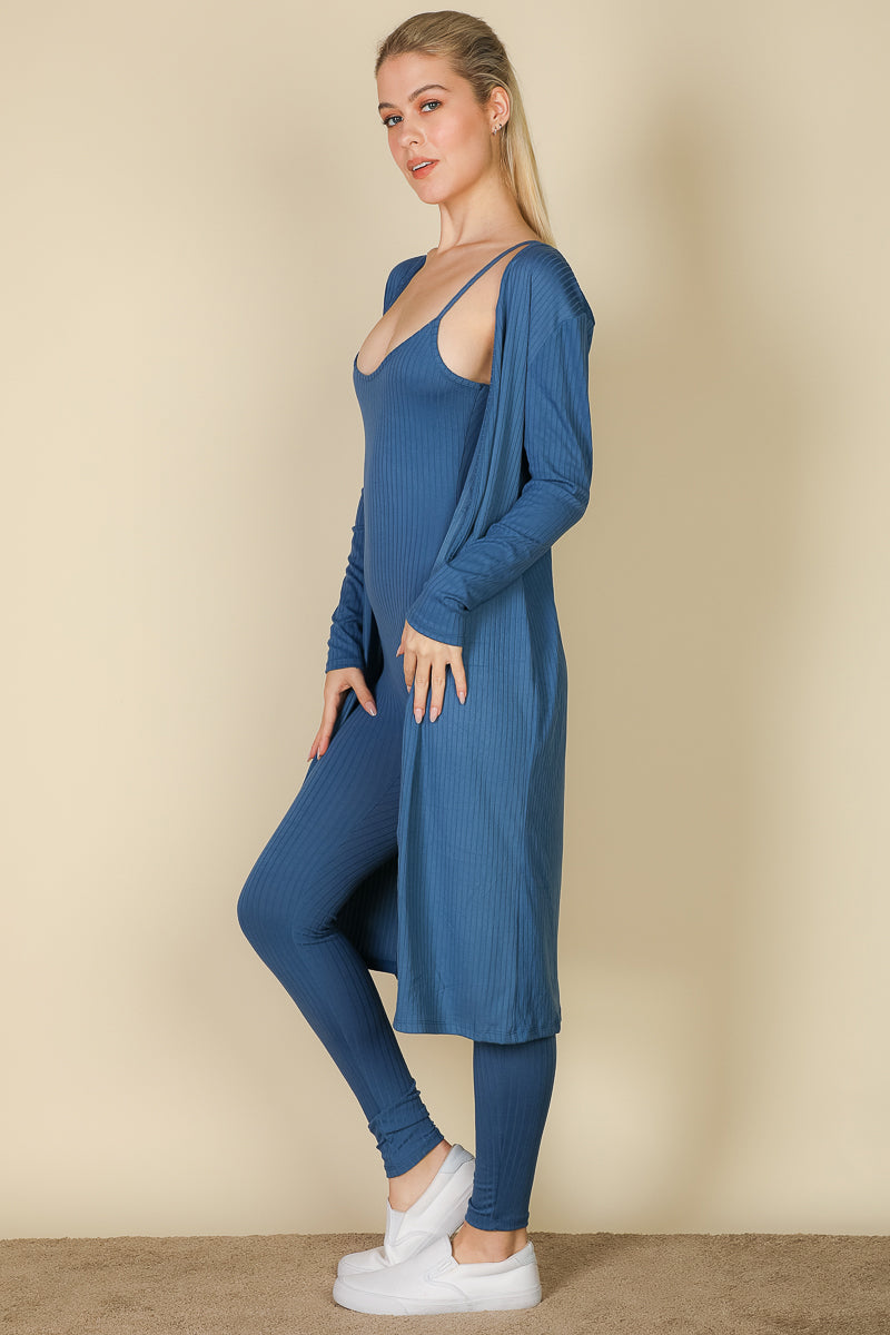 Ribbed Cardigan & Jumpsuit Set (CAPELLA) - Capella Apparel