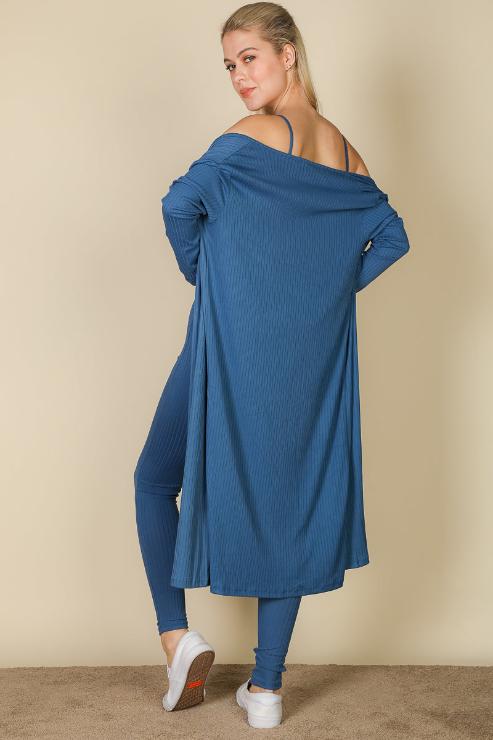 Ribbed Cardigan & Jumpsuit Set - Capella Apparel