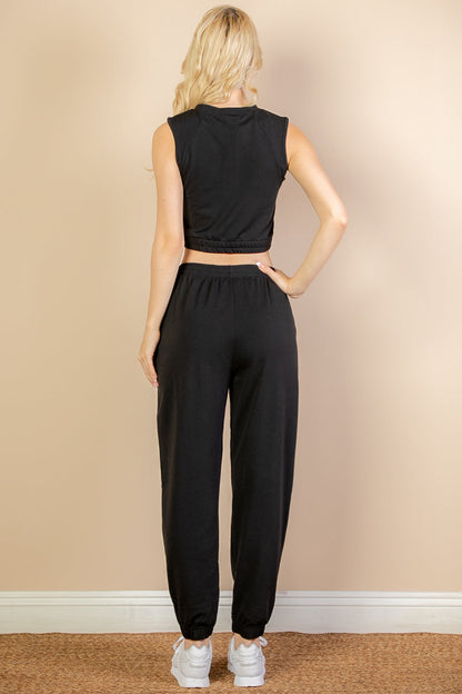 French Terry Elastic Waist Tank Top & Joggers Set (CAPELLA) - Capella Apparel