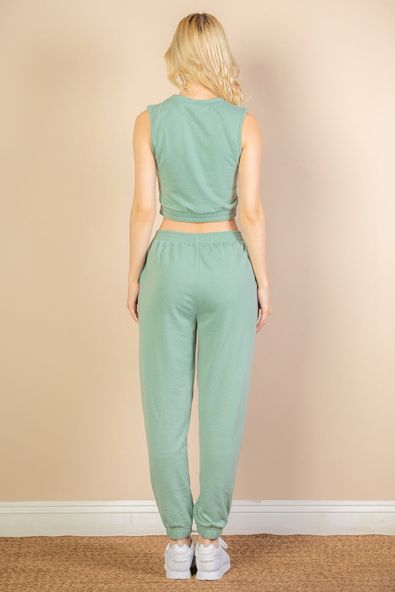 French Terry Elastic Waist Tank Top & Joggers Set (CAPELLA) - Capella Apparel