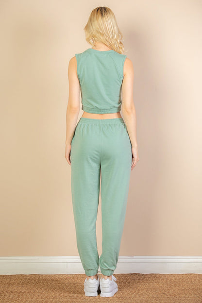 French Terry Elastic Waist Tank Top & Joggers Set (CAPELLA) - Capella Apparel