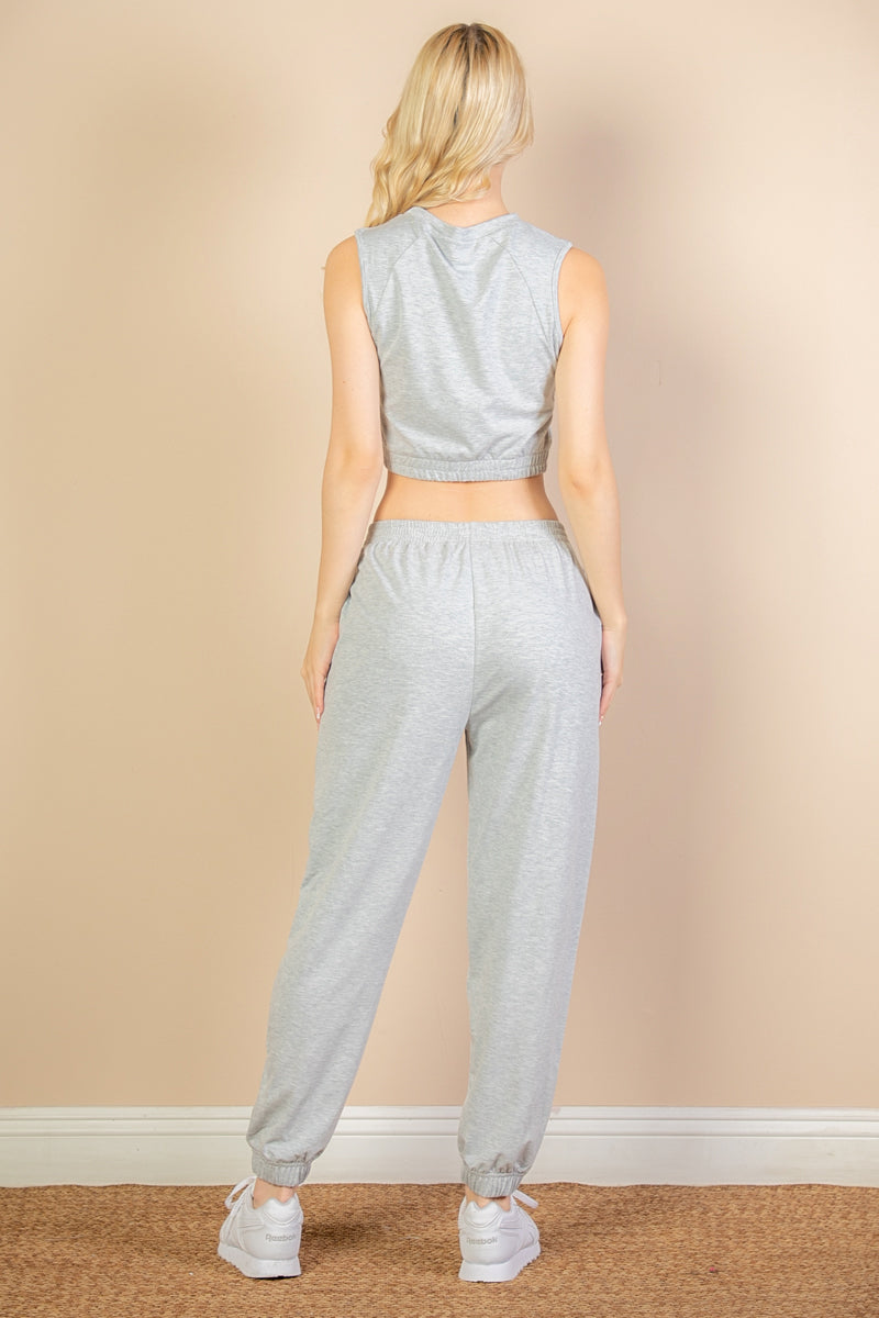 French Terry Elastic Waist Tank Top & Joggers Set (CAPELLA) - Capella Apparel