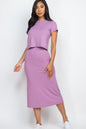 Short Sleeve Ribbed Top & Midi Skirt Set - Capella Apparel Wholesale