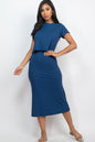 Short Sleeve Ribbed Top & Midi Skirt Set - Capella Apparel Wholesale