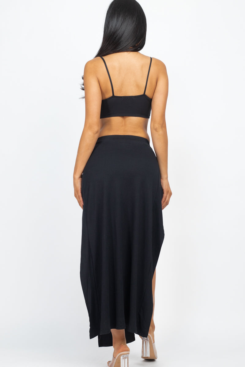 Bra Top & Side Slit Maxi Skirt - Wholesale Capella Apparel