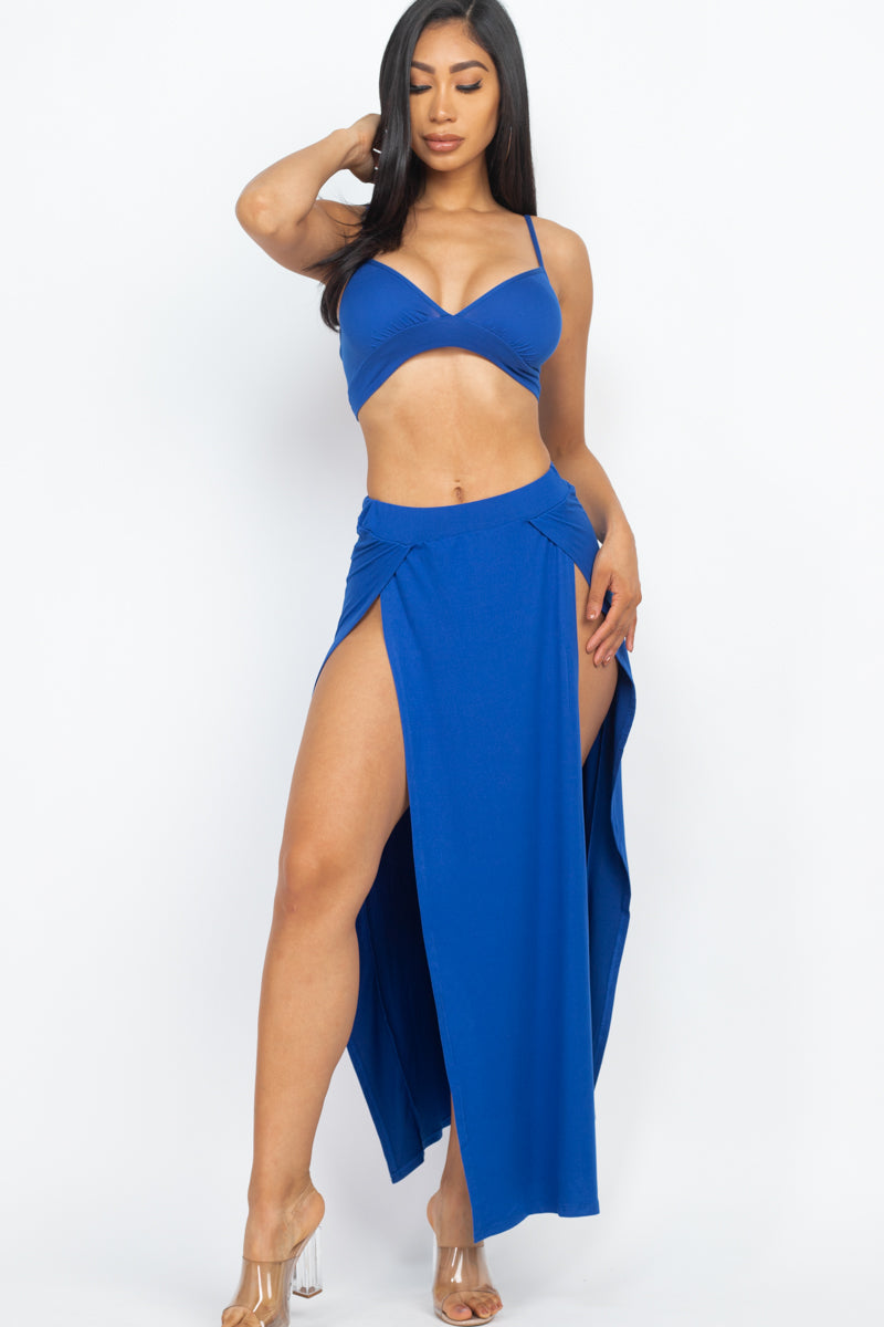 Bra Top & Side Slit Maxi Skirt - Wholesale Capella Apparel