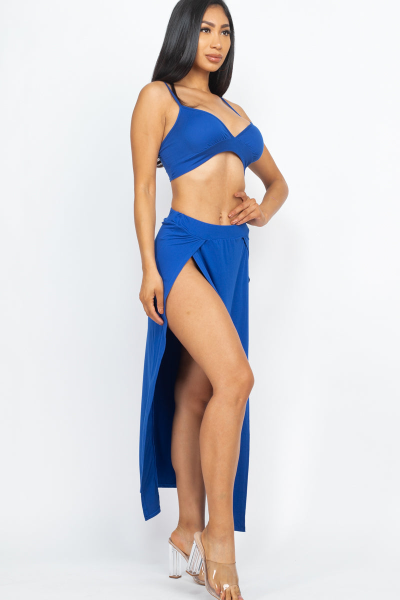 Bra Top & Side Slit Maxi Skirt - Wholesale Capella Apparel