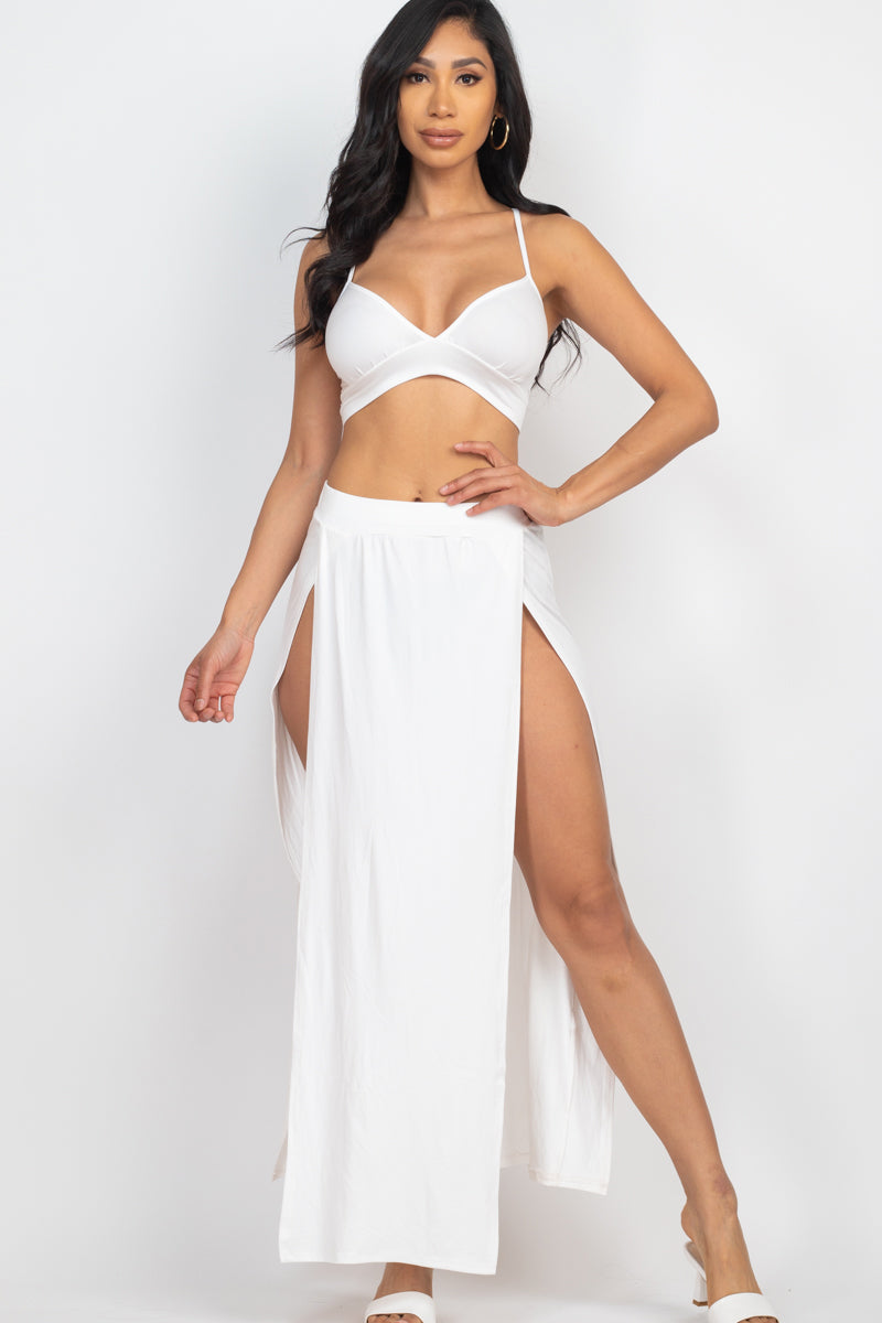 Bra Top & Side Slit Maxi Skirt - Wholesale Capella Apparel