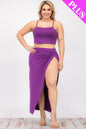 Plus Size Crop Cami & Split Thigh Maxi Skirt Set (CAPELLA) - Capella Apparel
