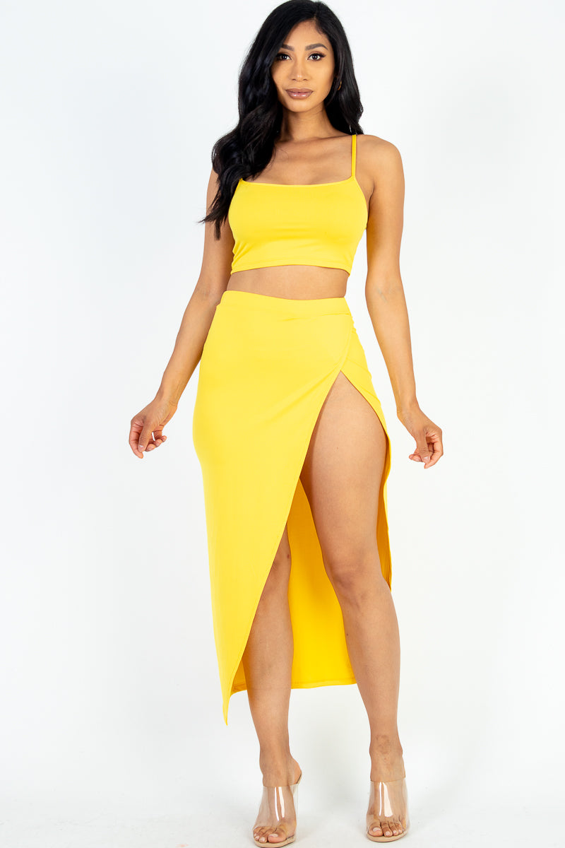 Crop Cami & Split Thigh Maxi Skirt Set - Capella Apparel