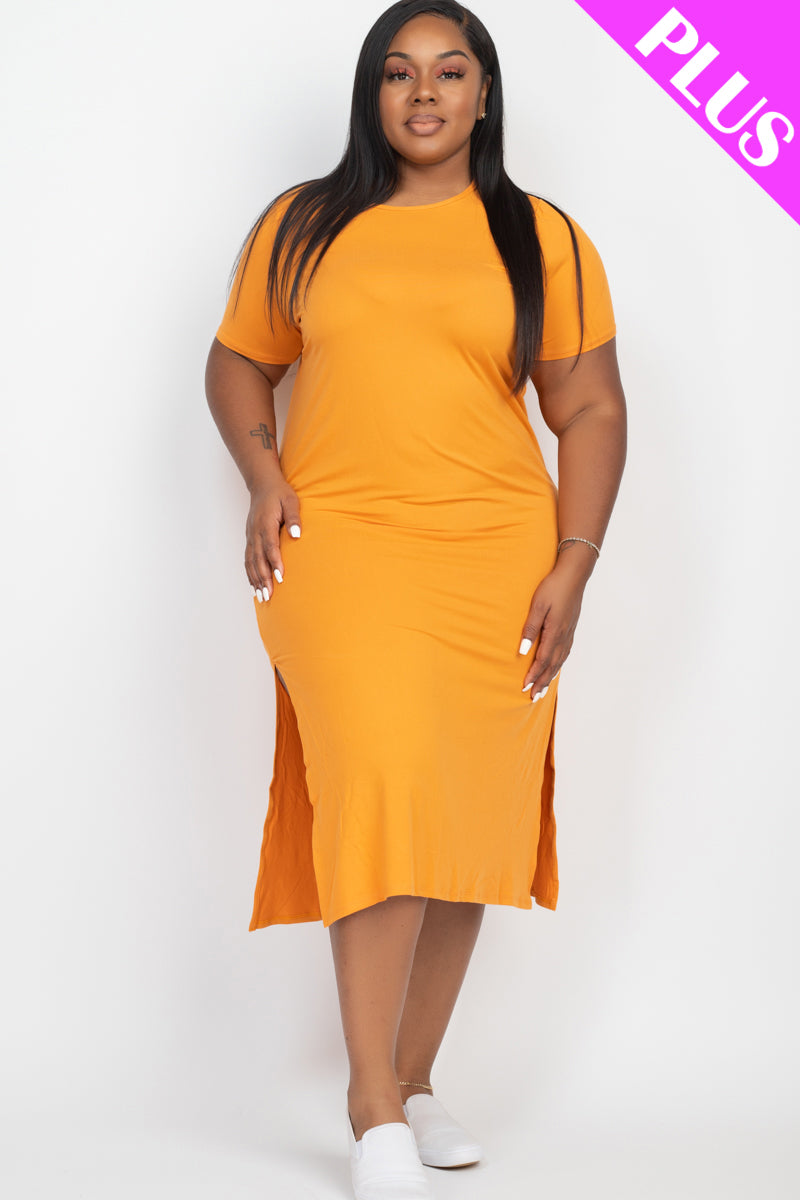 Plus Size Side Slit Comfy Dress - Wholesale Capella Apparel