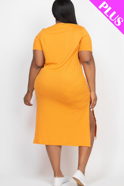 Plus Size Side Slit Comfy Dress - Wholesale Capella Apparel