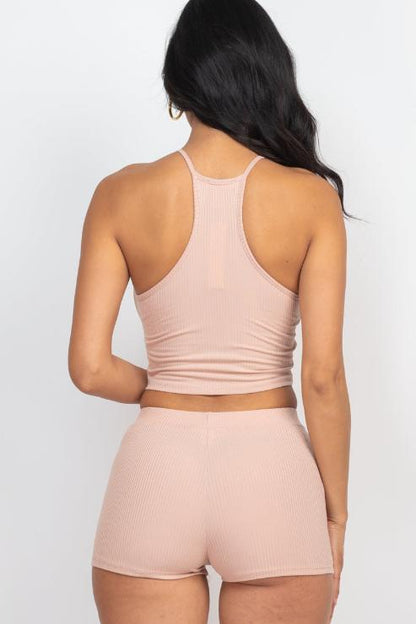 Ribbed Crop Cami Top & Shorts Set - Capella Apparel